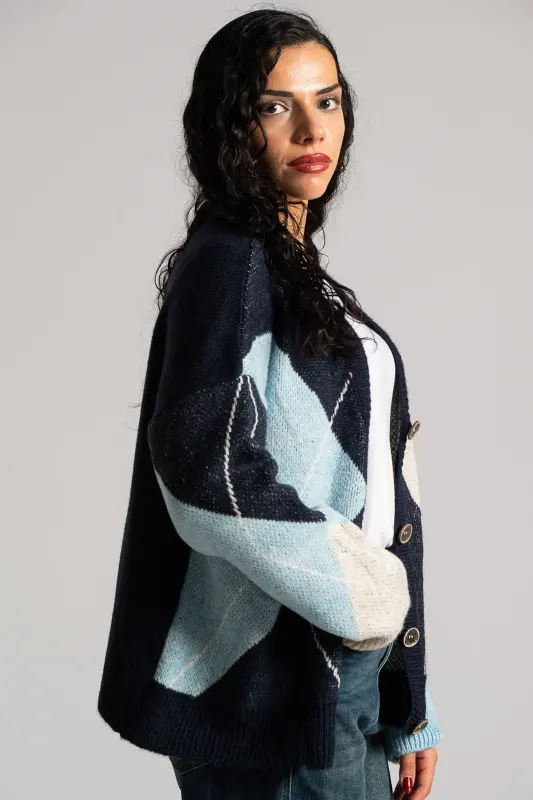 Cardigan V-Neck Rhombus