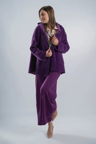 Ζακέτα Χνουδωτή Κοτλέ Violet