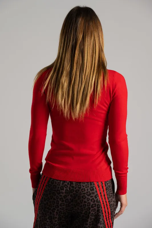 Turtleneck Knitted Blouse Solid Color