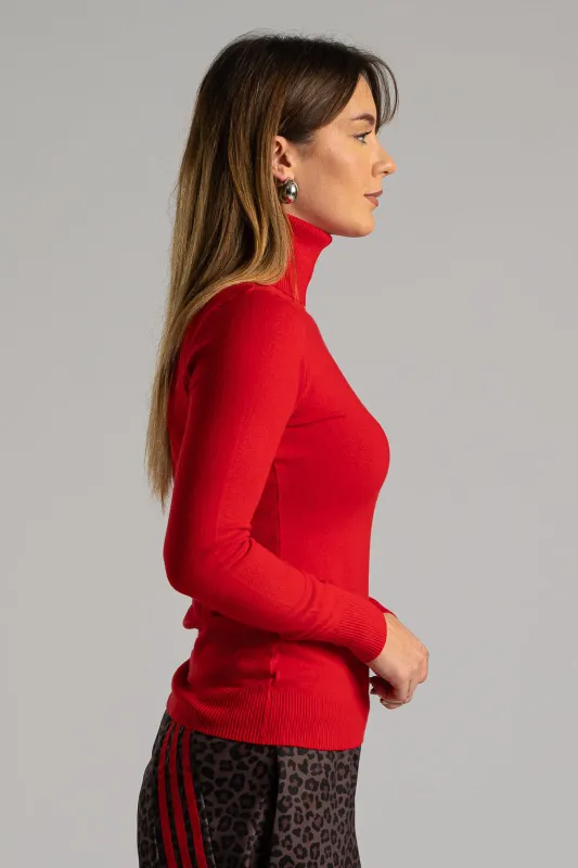 Turtleneck Knitted Blouse Solid Color