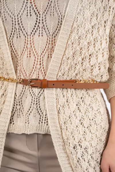 Belt Chain Leatherette Taba