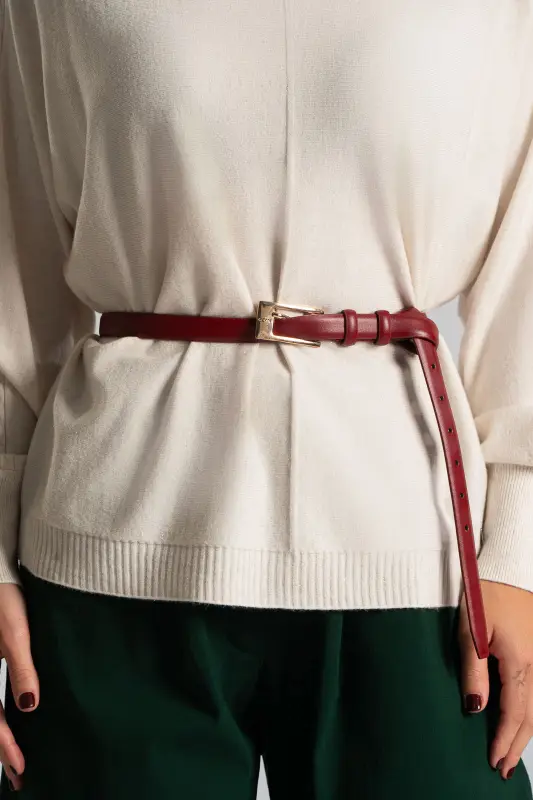Leatherette Belt Rectangular Buckle