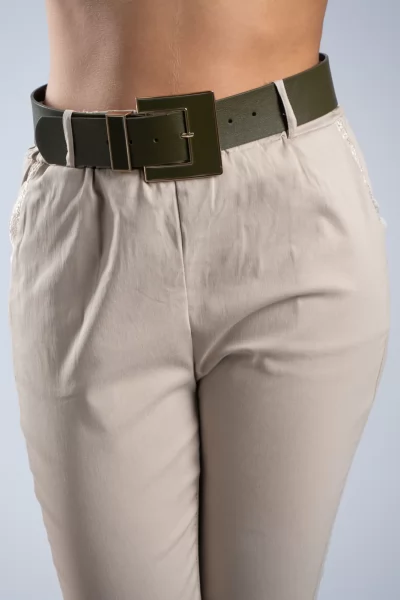 Belt Leatherette Square Khaki