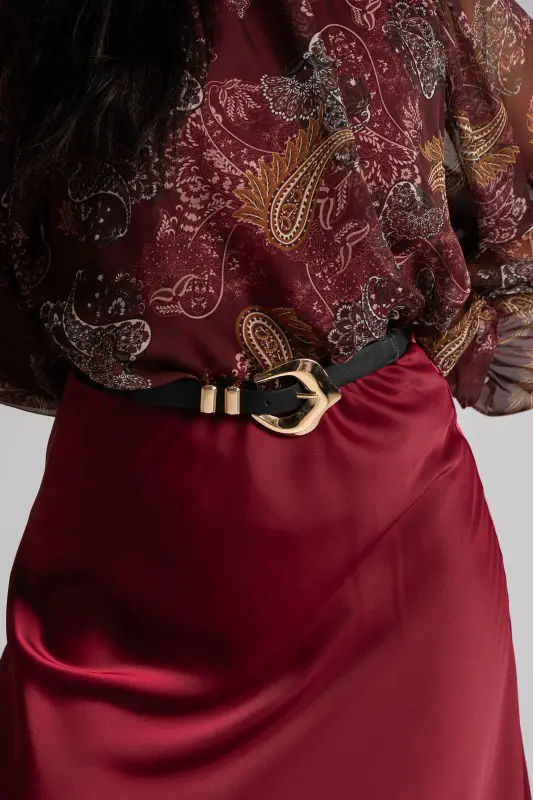 Elastic Belt Gold Buckle