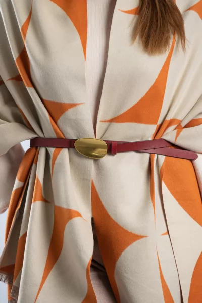 Belt Thin Gold Detail Bordeaux