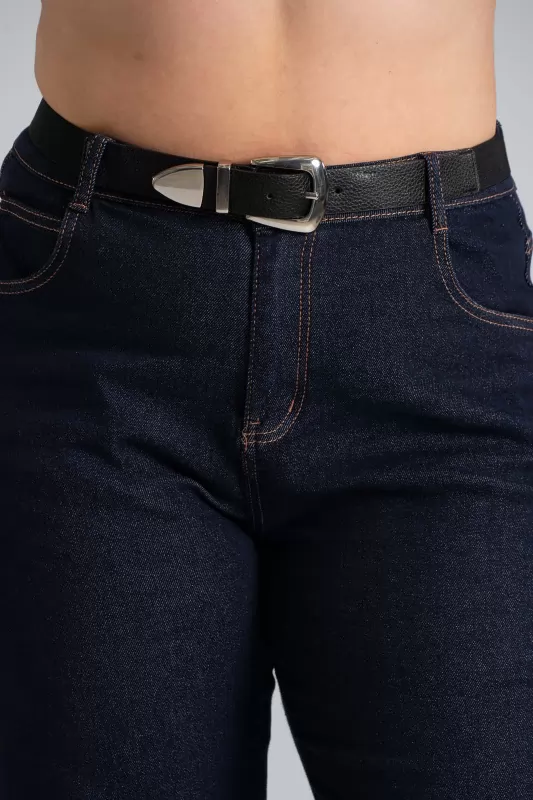 Elastic Waistband Silver Buckle