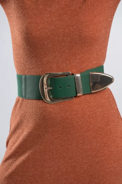 Belt Loafers Elastic Green