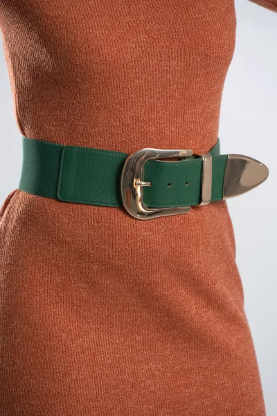 Belt Loafers Elastic Green