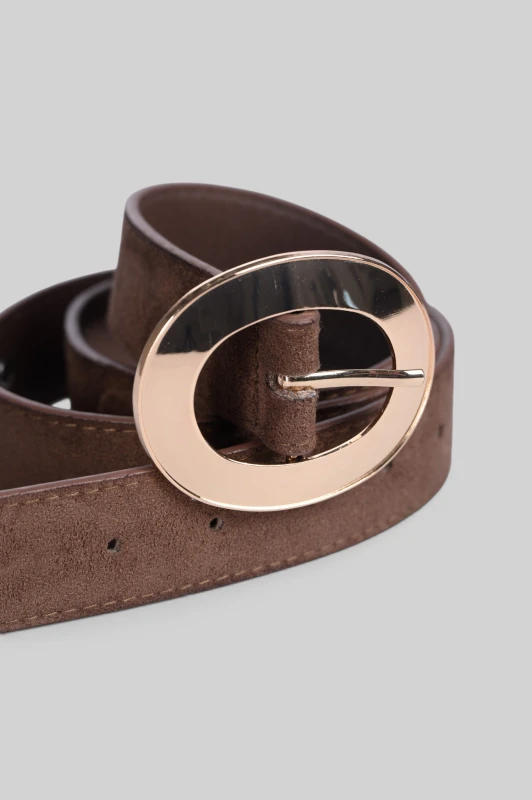 Belt Suede Gold Oval Clasp