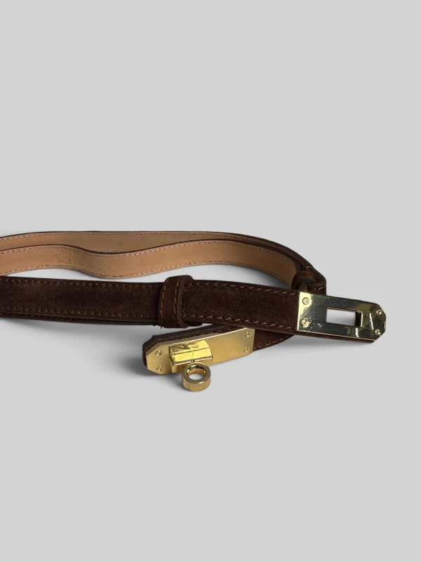 Adjustable Suede Belt with Gold Buckle